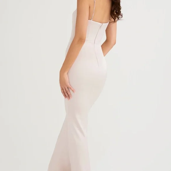 House of CB Olivette Corset Satin Maxi Dress - Crystal (light pink) - Picture 4 of 6